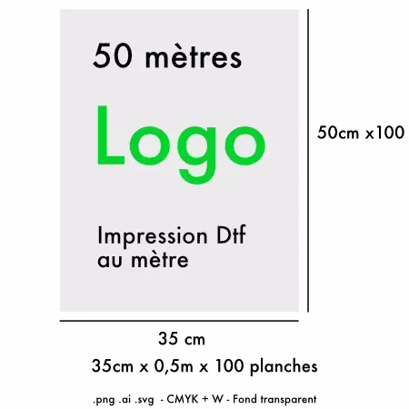Pack 50 mètres Dtf ou 100 planches