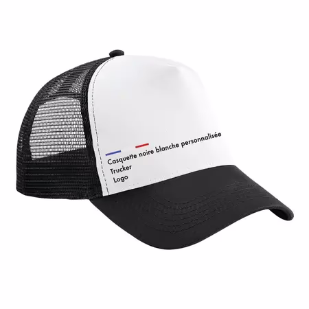 Casquette blanche et noire personnalisée trucker streetwear