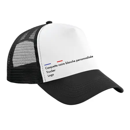 Casquette blanche et noire personnalisée trucker streetwear