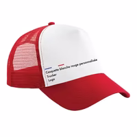 Casquette blanche et rouge publicitaire sur mesure