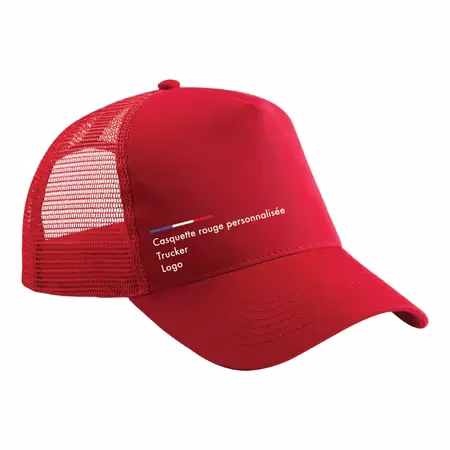 Casquette rouge personnalisée type trucker