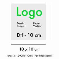 Impression dtf pour logo de 10cm, Feuille sous 24h