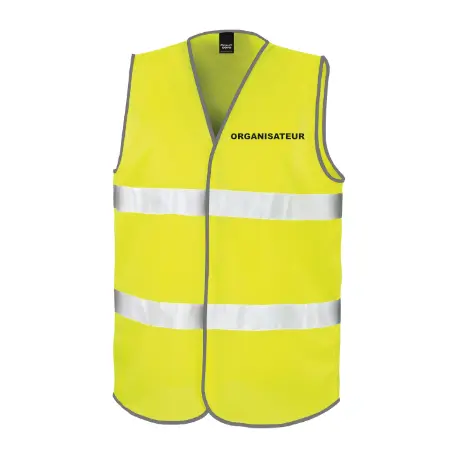 Gilet organisateur fluo, bandes rétroréfléchissantes