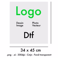 Logo en planche DTF 34x45 cm format feuille personnalisé