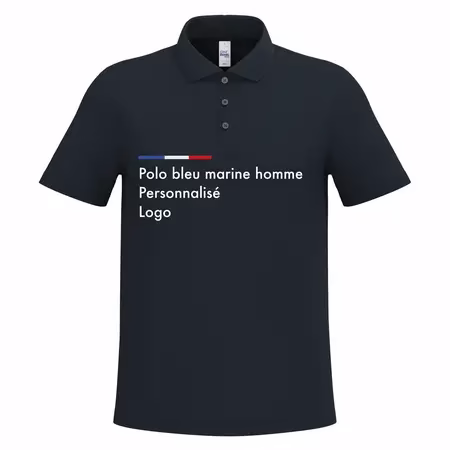 Polo bleu marine homme personnalisé pour le travail