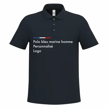 Polo bleu marine homme personnalisé pour le travail