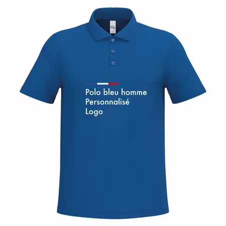 Polo bleu pour homme personnalisé publicitaire