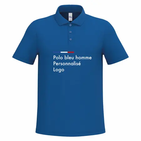 Polo bleu pour homme personnalisé publicitaire
