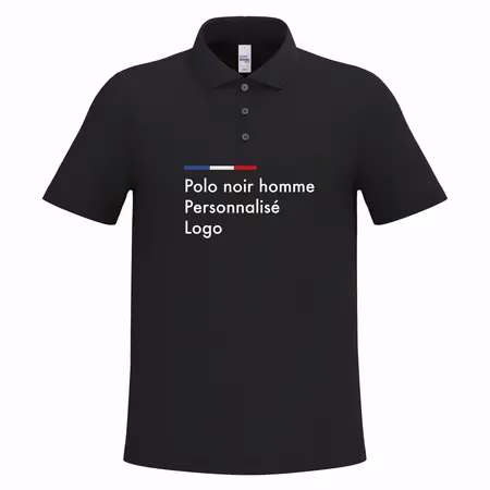 Polo noir homme personnalisé pour entreprise