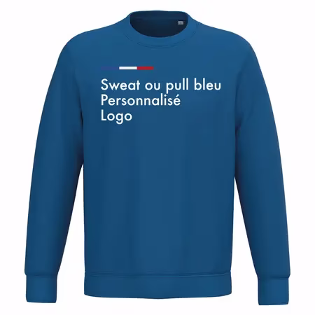 Sweat bleu homme et femme personnalisé, manches longues