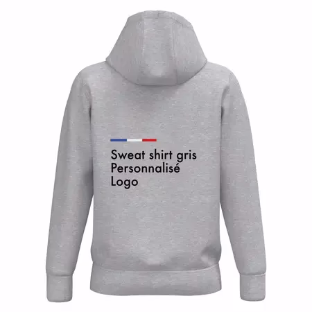 Sweat a capuche gris personnalisé homme de bonne qualité