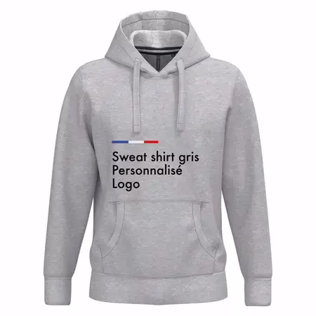 Sweat a capuche gris personnalisé pour homme
