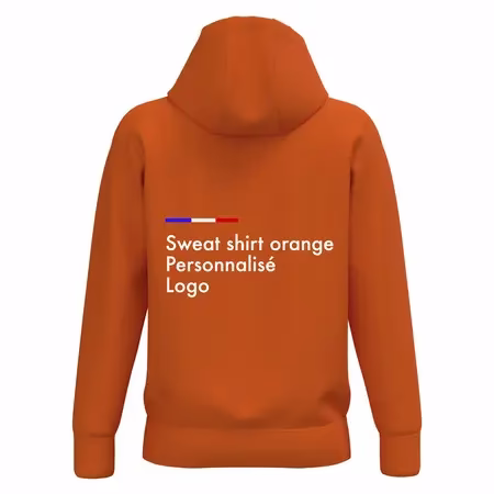 Sweat capuche orange personnalisé homme de qualité
