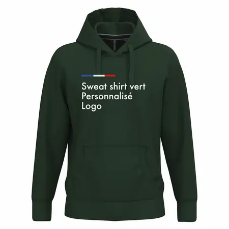 Sweat a capuche vert foncé personnalisé pour homme en dtf