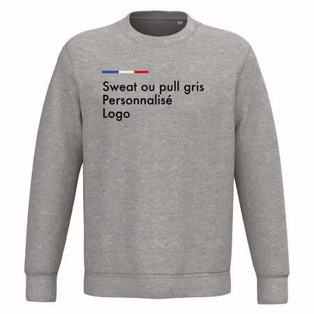 Sweat gris personnalisé femme et homme, pull col rond