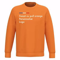 Sweat orange femme et homme personnalisé, col rond