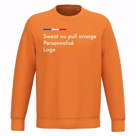 Sweat orange femme et homme personnalisé, col rond