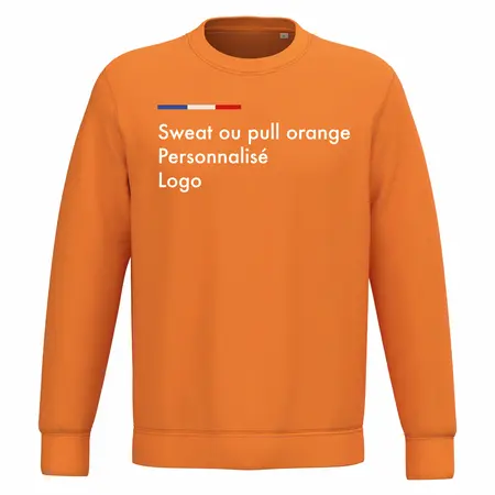 Sweat orange femme et homme personnalisé, col rond