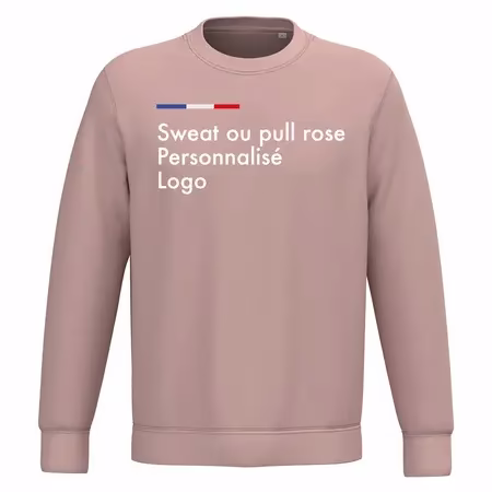 Sweat rose pale personnalisé femme ou homme, manches longues