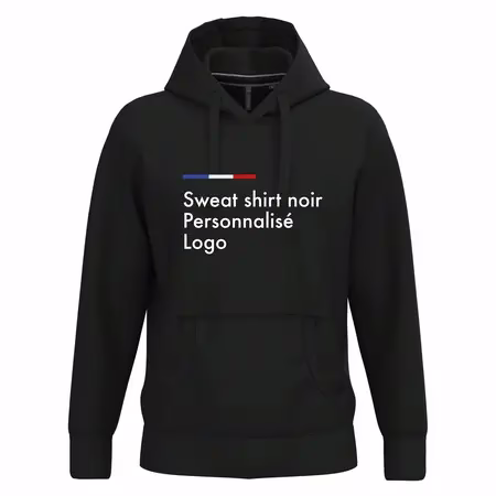Sweat shirt a capuche noir personnalisé homme pour logo