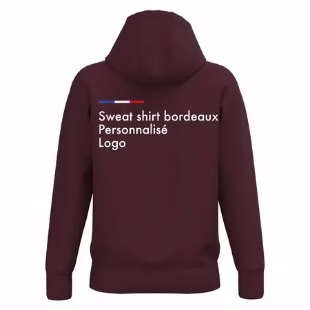 Sweat shirt a capuche bordeaux personnalisé pour homme