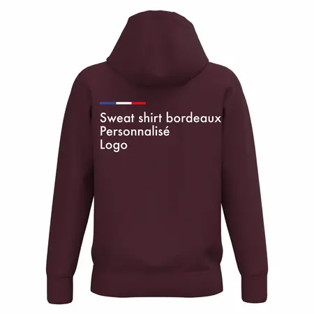 Sweat shirt a capuche bordeaux personnalisé pour homme