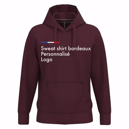 Sweat shirt a capuche bordeaux personnalisé pour homme