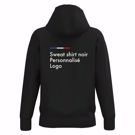 Sweat shirt a capuche noir homme personnalisé