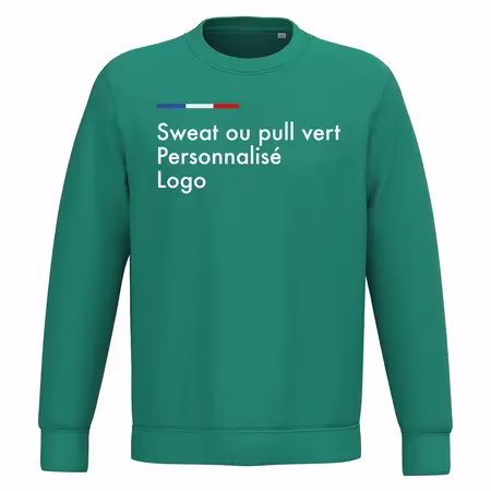 Sweat vert personnalisé homme ou femme, col rond