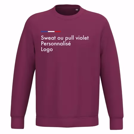 Sweat violet femme et homme personnalisé, col rond