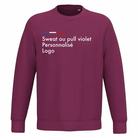 Sweat violet femme et homme personnalisé, col rond