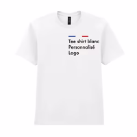 T shirt blanc personnalisé homme, col rond, 100% coton