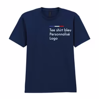 T-shirt bleu marine personnalisé homme, col rond, coton
