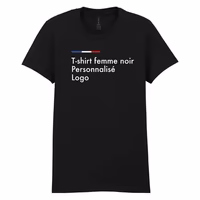 T shirt noir femme personnalisé, col rond, impression dtf