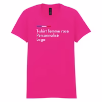 Tee-shirt rose femme personnalisé , col rond, 100% coton