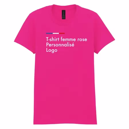 Tee-shirt rose femme personnalisé , col rond, 100% coton