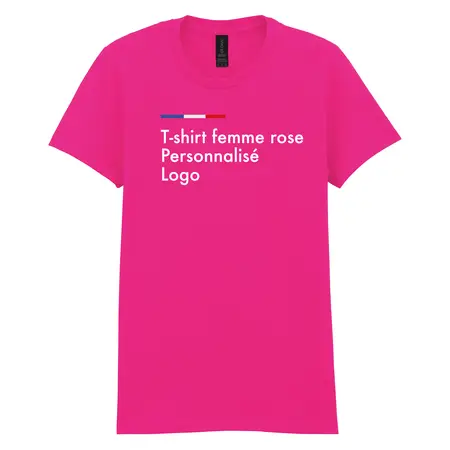 Tee-shirt rose femme personnalisé , col rond, 100% coton