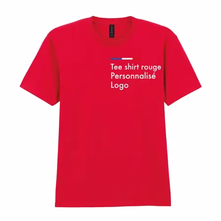 Tee shirt rouge personnalisé homme, col rond, sofstyle