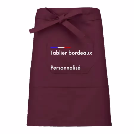 Tablier bordeaux mi long personnalisé pour sommelier