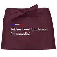 Tablier court bordeaux avec poche pour pro à personnaliser