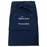 Tablier denim mi long à personnalisé par logo