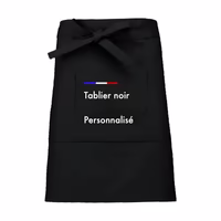 Tablier noir de travail mi long personnalisable avec poche