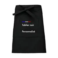 Tablier noir de travail mi long personnalisable avec poche