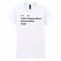 Tee shirt blanc personnalisé femme, col rond