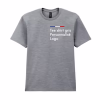 Tee shirt gris chiné  homme personnalisé, col rond, sofstyle