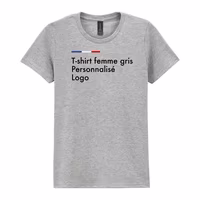 Tee shirt gris pour femme personnalisé, mailot