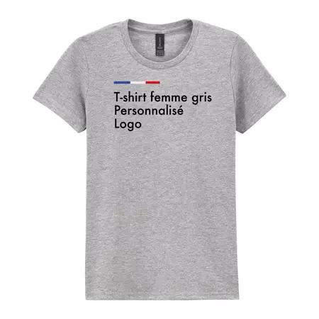 Tee shirt gris pour femme personnalisé, mailot