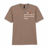 Tee shirt marron homme personnalisé, col rond, coton