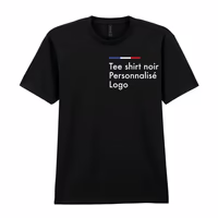 Tee shirt noir personnalisé homme de qualité, col rond