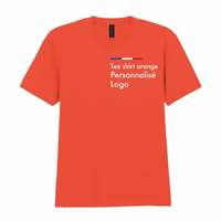 Tee shirt orange homme personnalisé, col rond, coton